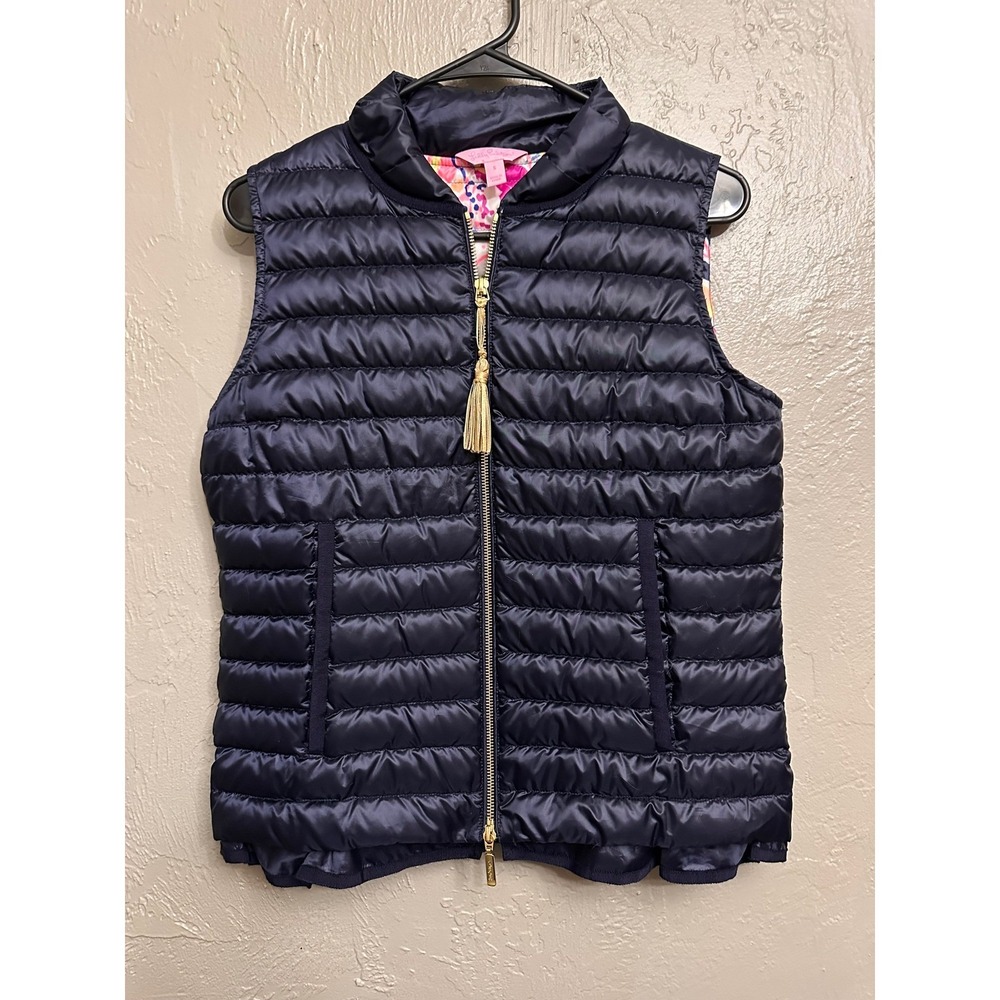 Lilly Pulitzer Feminine Vacation Wardrobe Luxury Chic Floral Puffer Vest Small